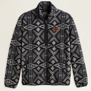 Pendleton Men's Half-Zip Fleece Black and Gray Geometric Jacket Size M